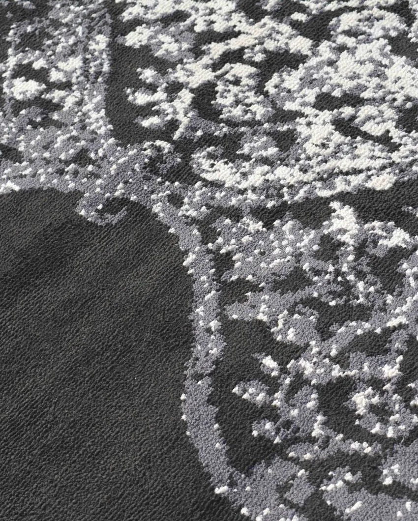 Abstract Striking Grey Polyester Carpet
