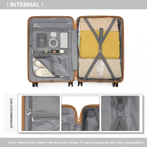 British Traveller 28 Inch Multi-Texture Polypropylene Hard Shell Suitcase with TSA Lock in Cream