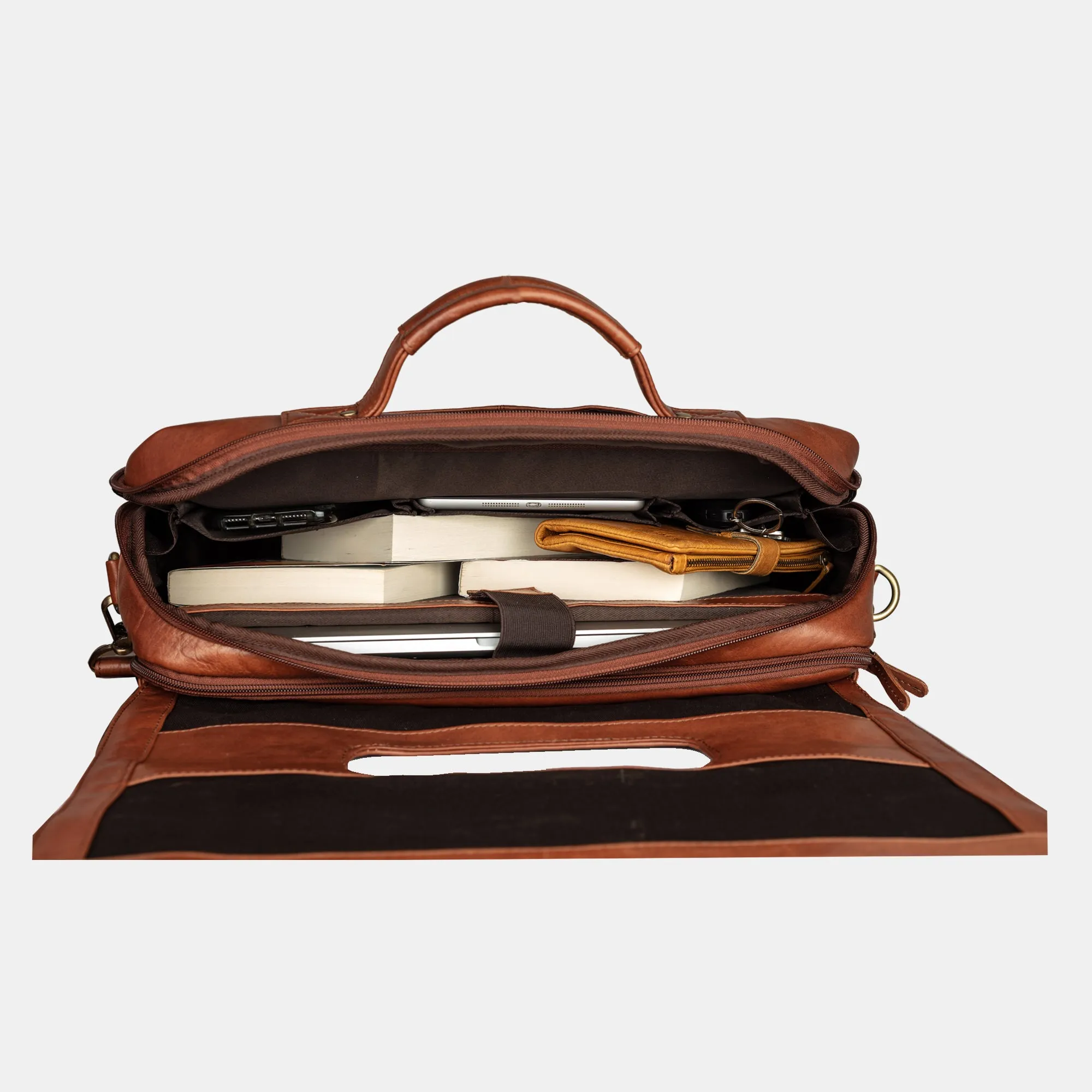 Brown Designer Vintage Leather Messenger 15.6 inch Laptop  Bag For Men & Women