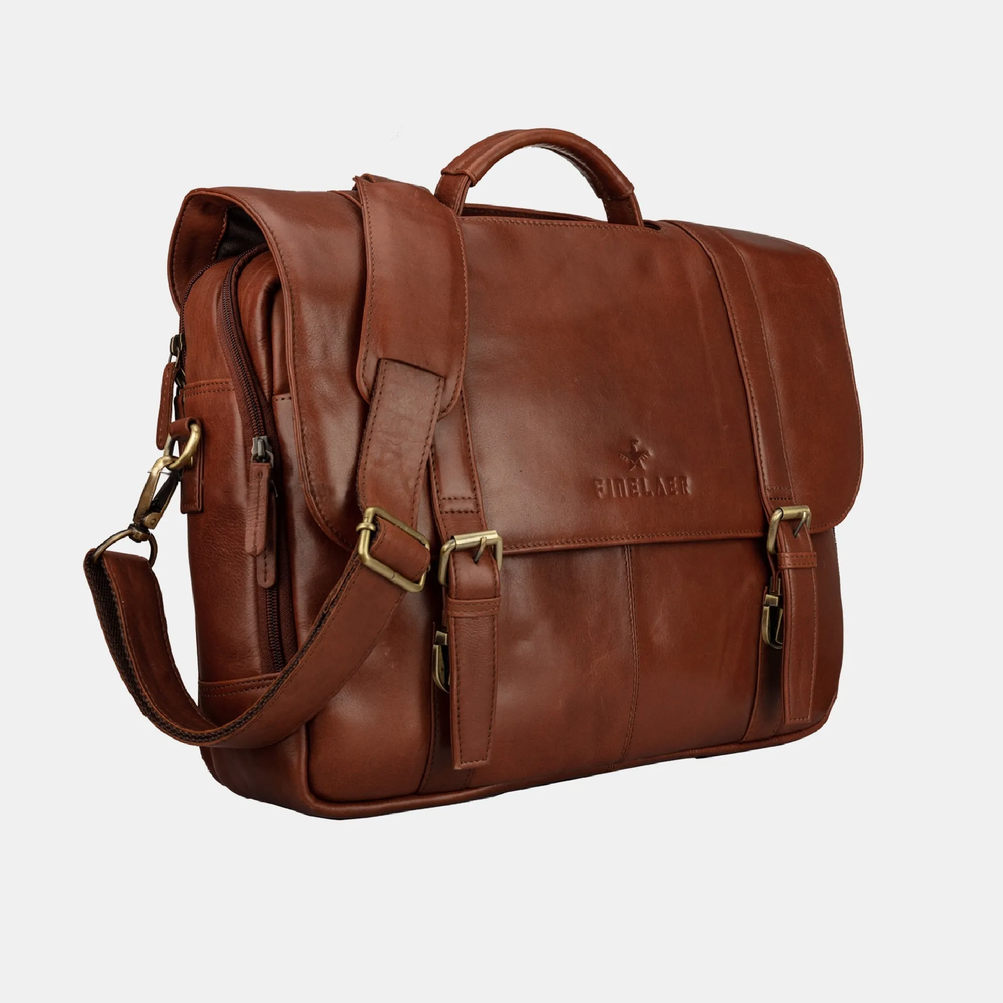 Brown Designer Vintage Leather Messenger 15.6 inch Laptop  Bag For Men & Women
