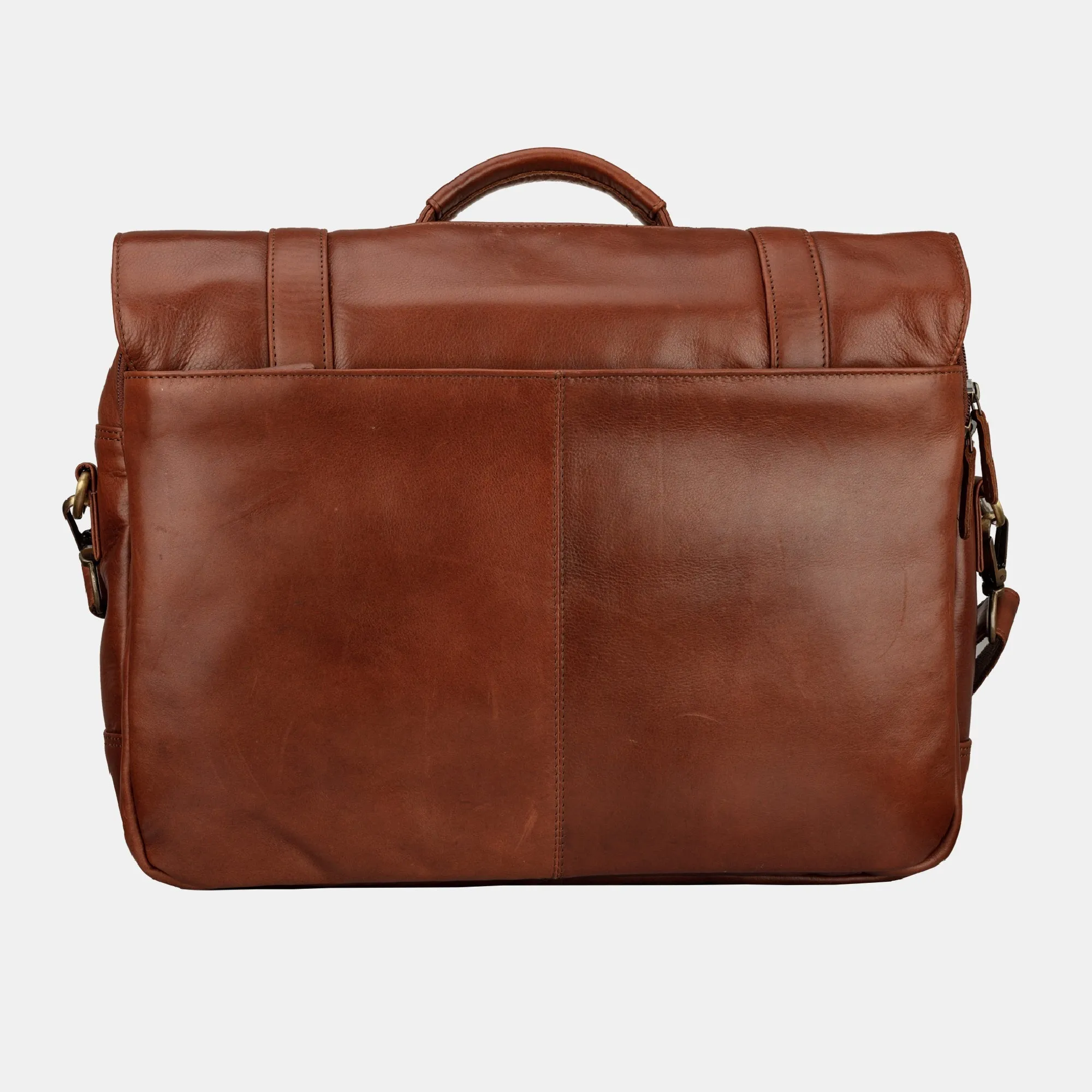 Brown Designer Vintage Leather Messenger 15.6 inch Laptop  Bag For Men & Women