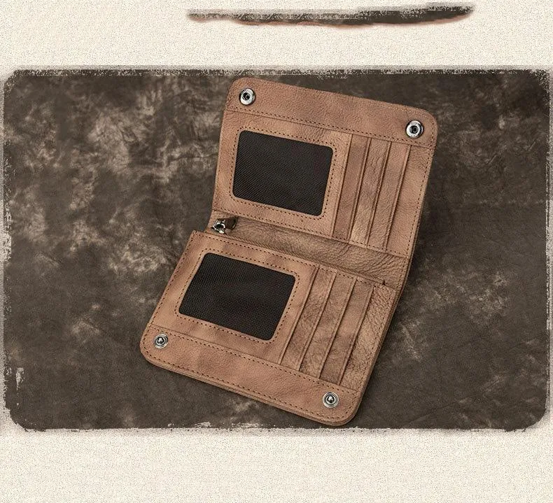 Brown Vintage Bifold Wallet Leather Mens Blue billfold Small Wallet Zipper Small Wallet For Men