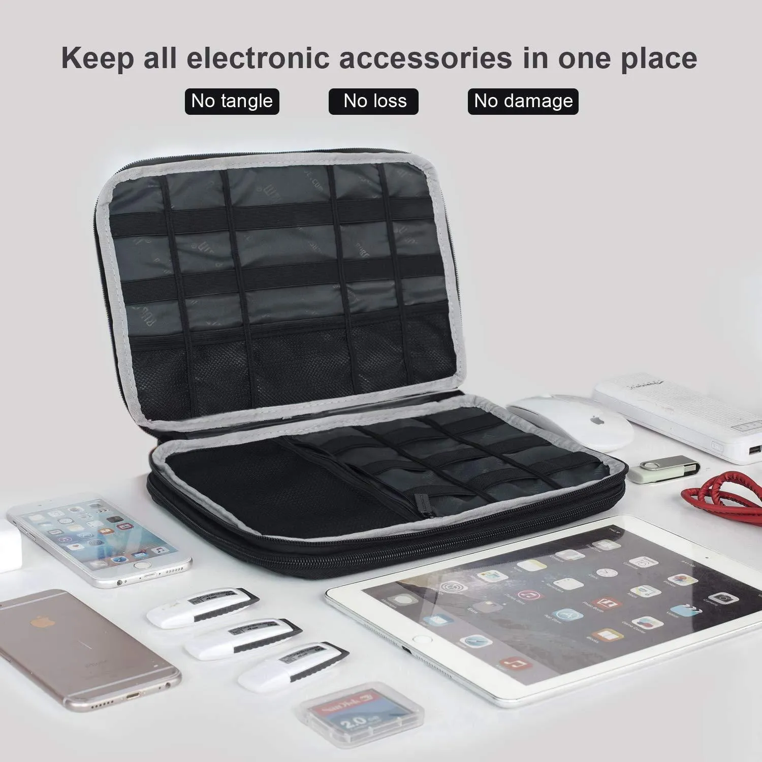 BUBM Double-Layered Travel Gadget Organiser Bag-DIO-XL