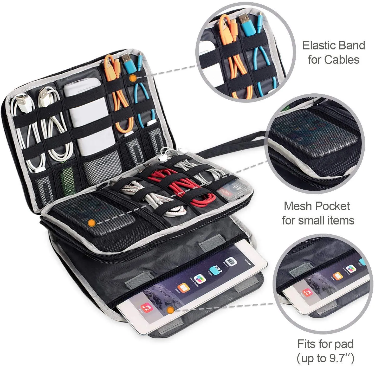 BUBM Double-Layered Travel Gadget Organiser Bag-DIO-XL