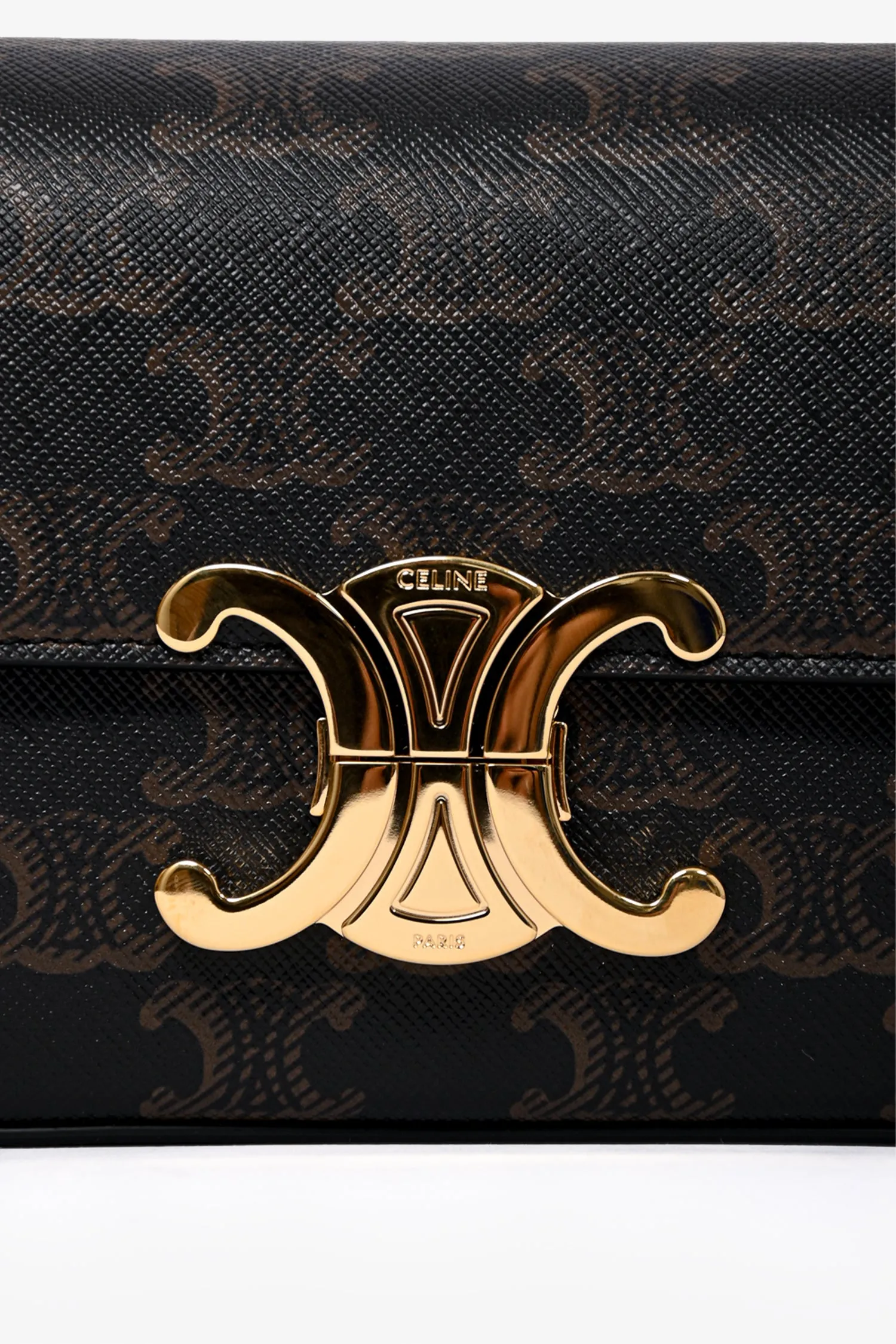 Celine Canvas Triomphe 'Claude' Chain Shoulder Bag