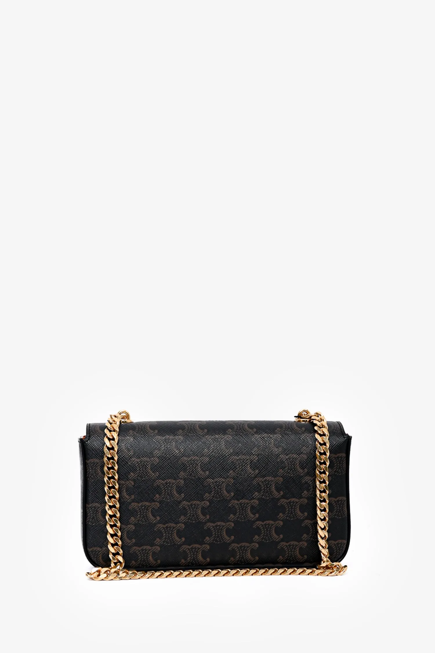 Celine Canvas Triomphe 'Claude' Chain Shoulder Bag