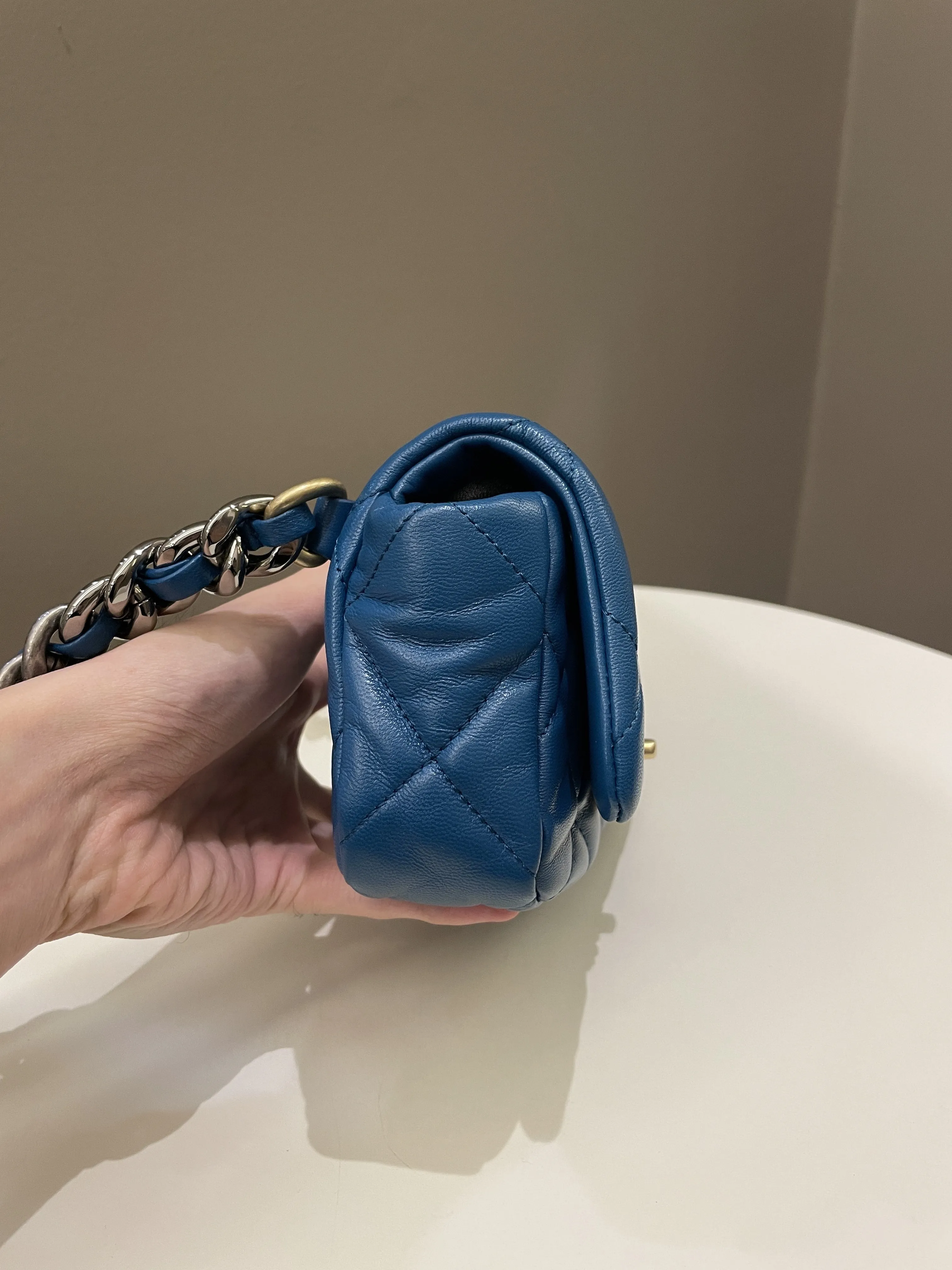 Chanel 19 Waist Belt Flap Bag Turquoise Lambskin