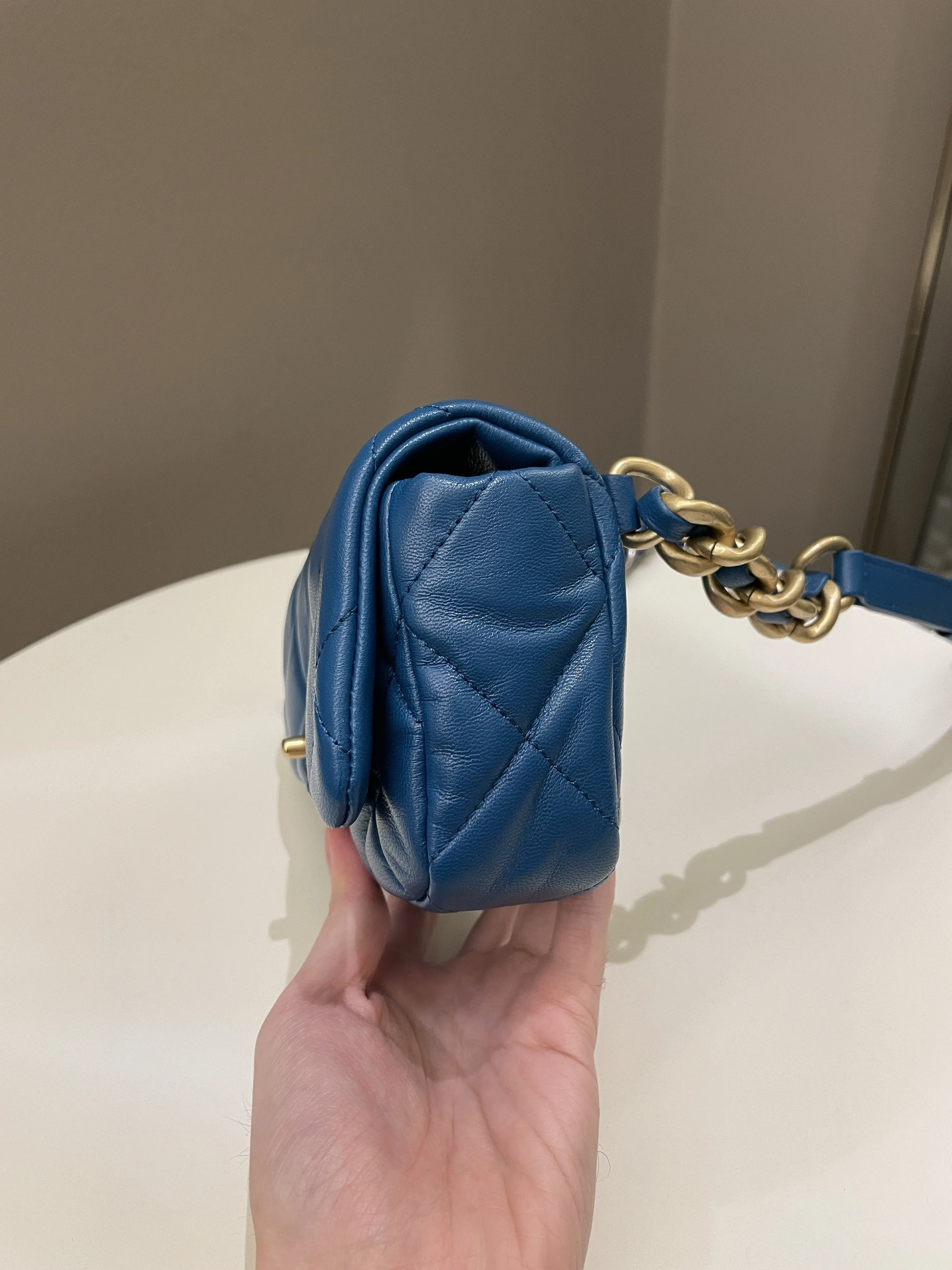 Chanel 19 Waist Belt Flap Bag Turquoise Lambskin