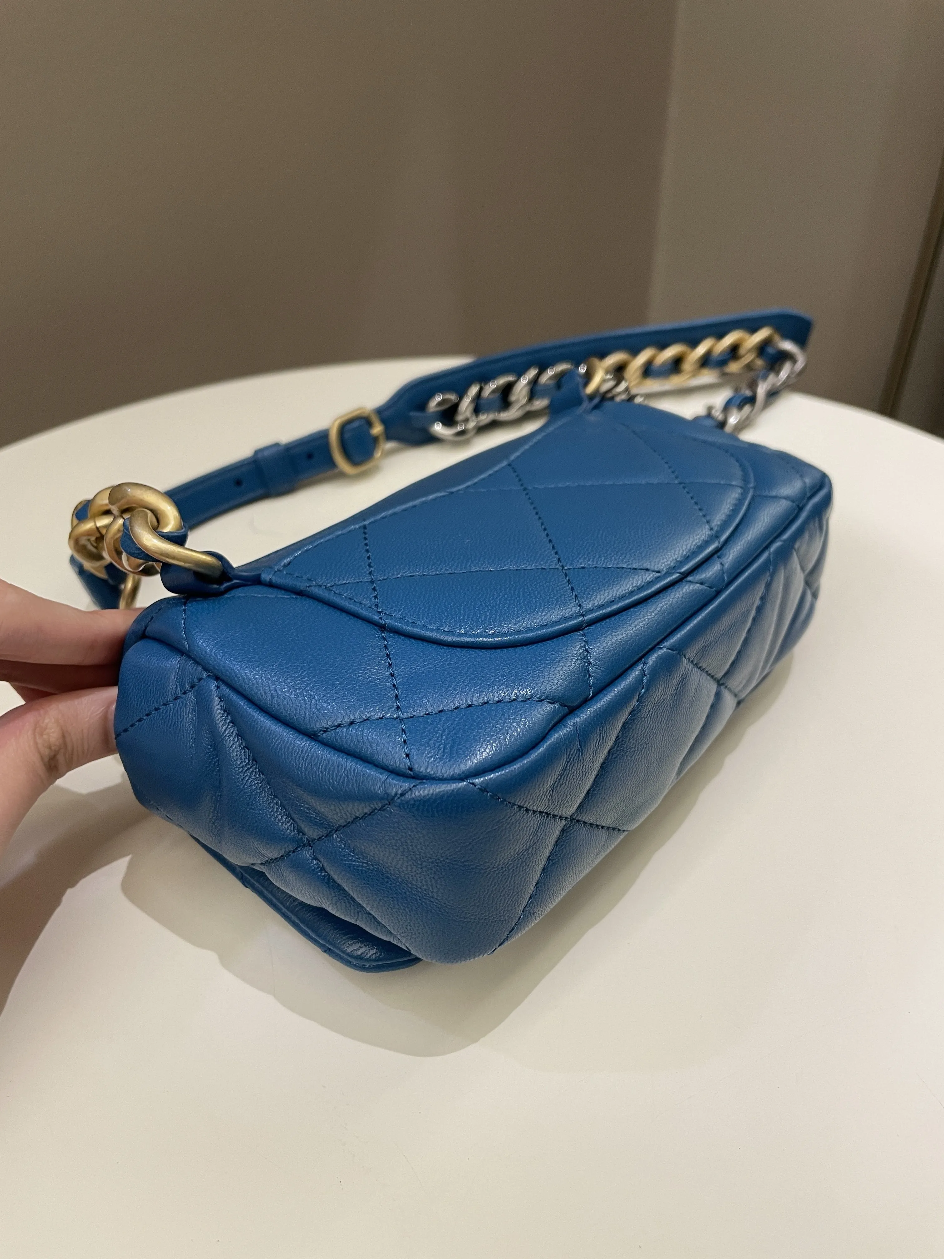 Chanel 19 Waist Belt Flap Bag Turquoise Lambskin