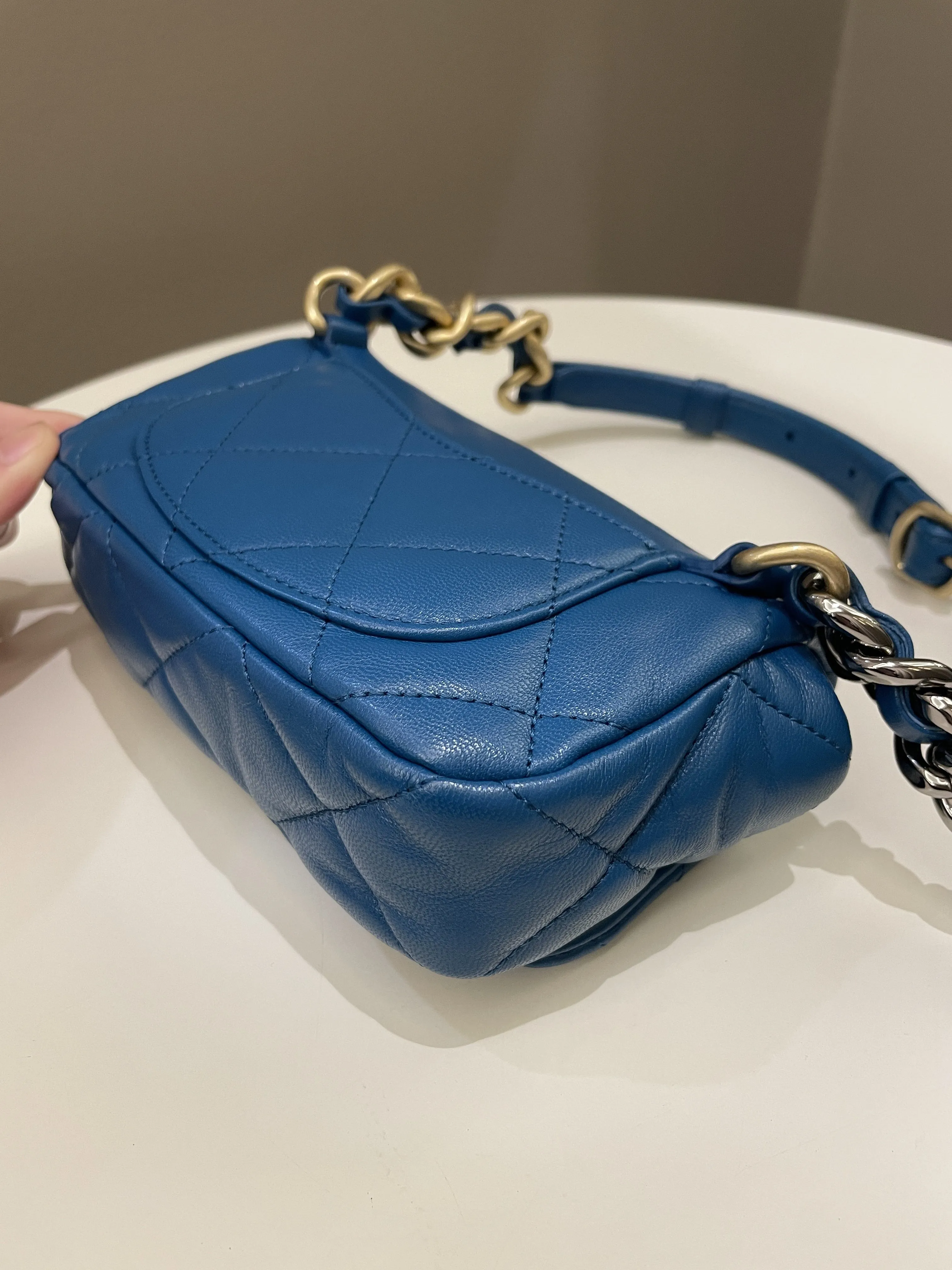 Chanel 19 Waist Belt Flap Bag Turquoise Lambskin