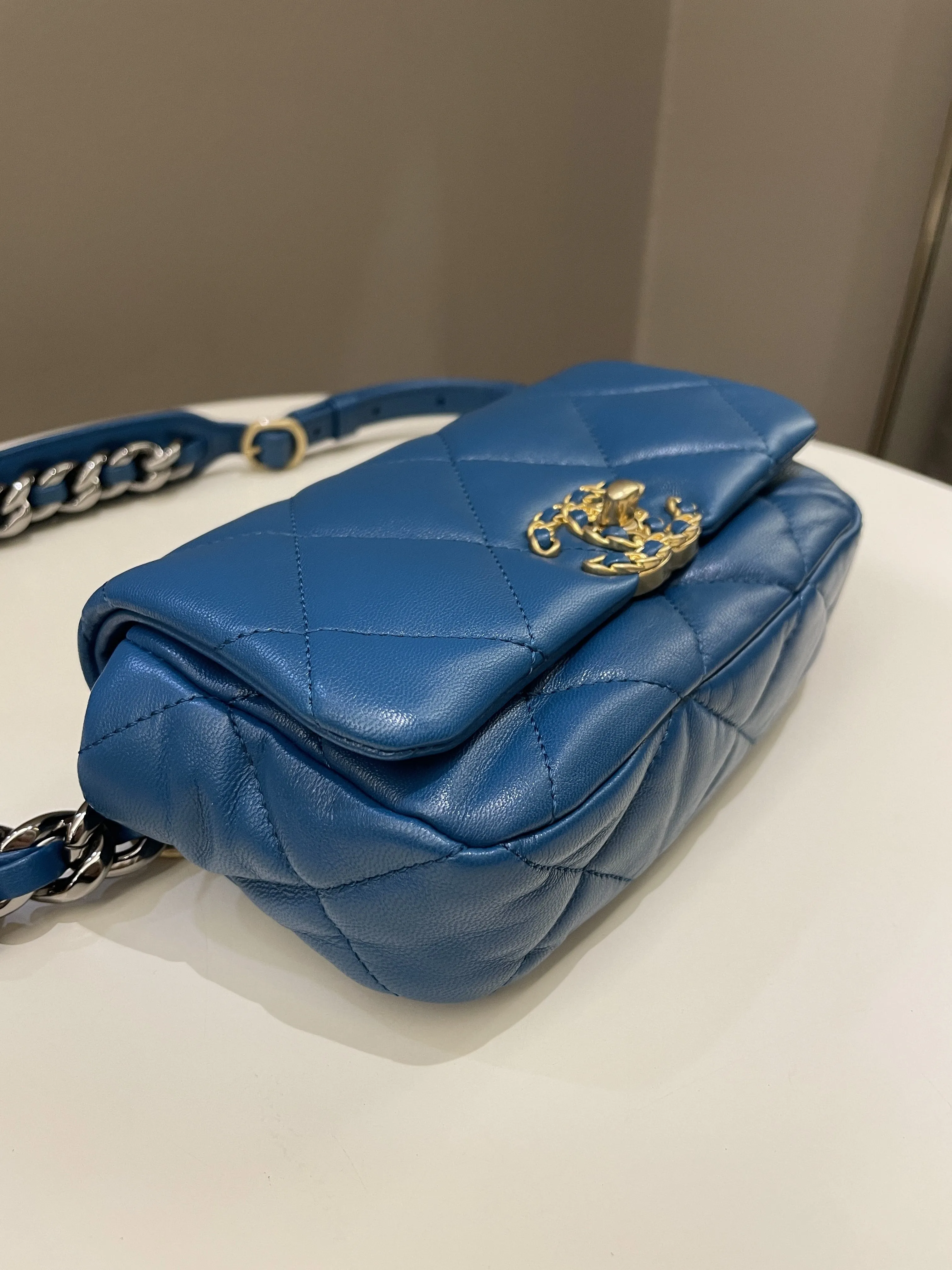 Chanel 19 Waist Belt Flap Bag Turquoise Lambskin