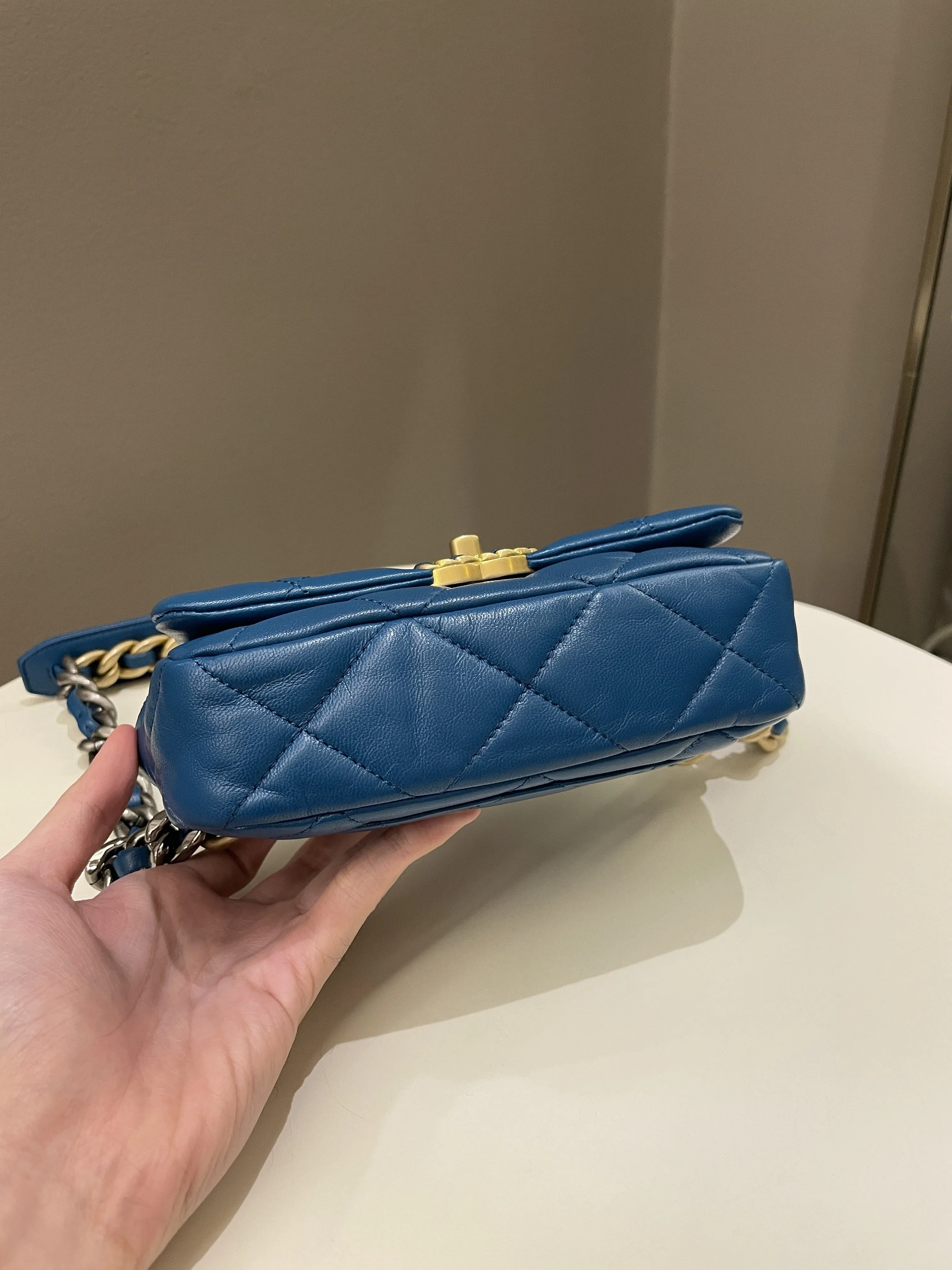 Chanel 19 Waist Belt Flap Bag Turquoise Lambskin