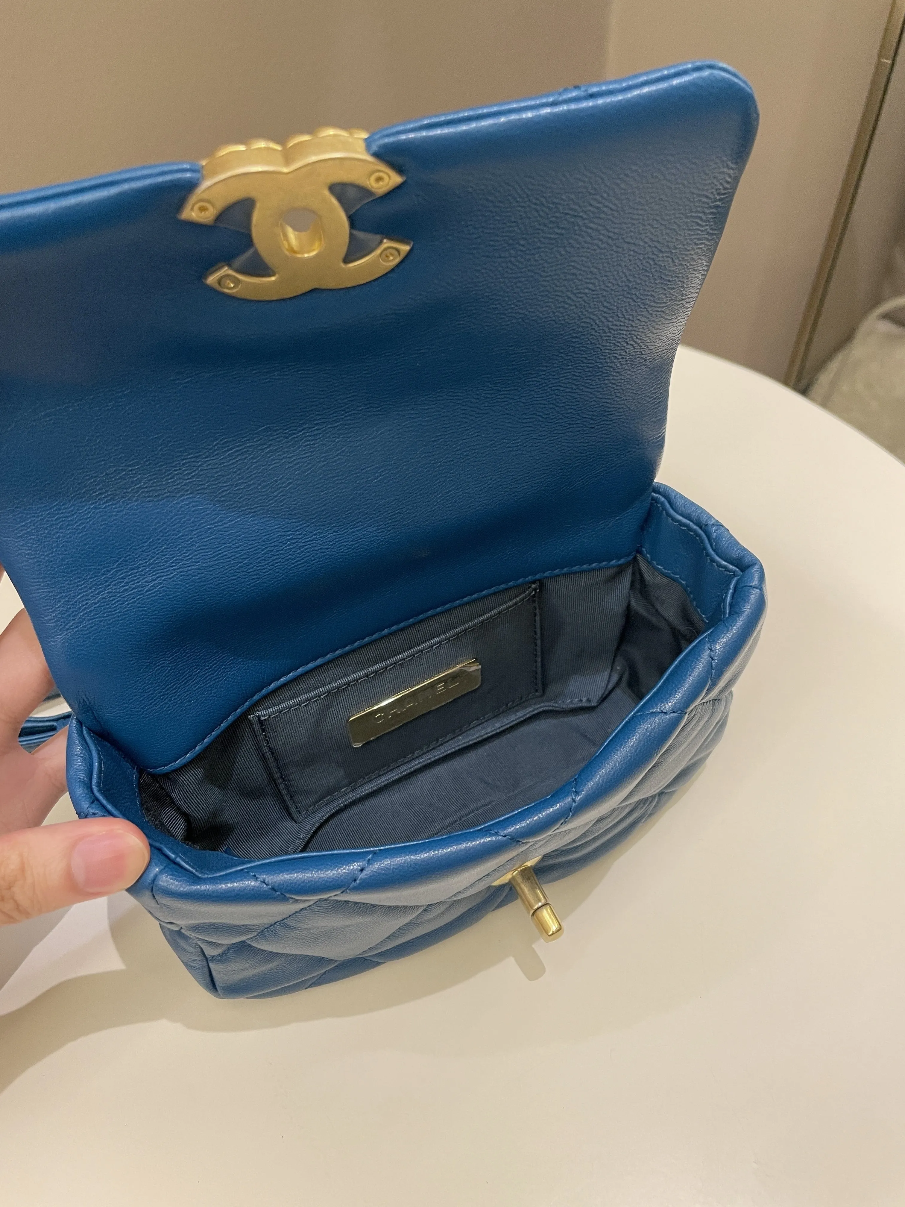 Chanel 19 Waist Belt Flap Bag Turquoise Lambskin