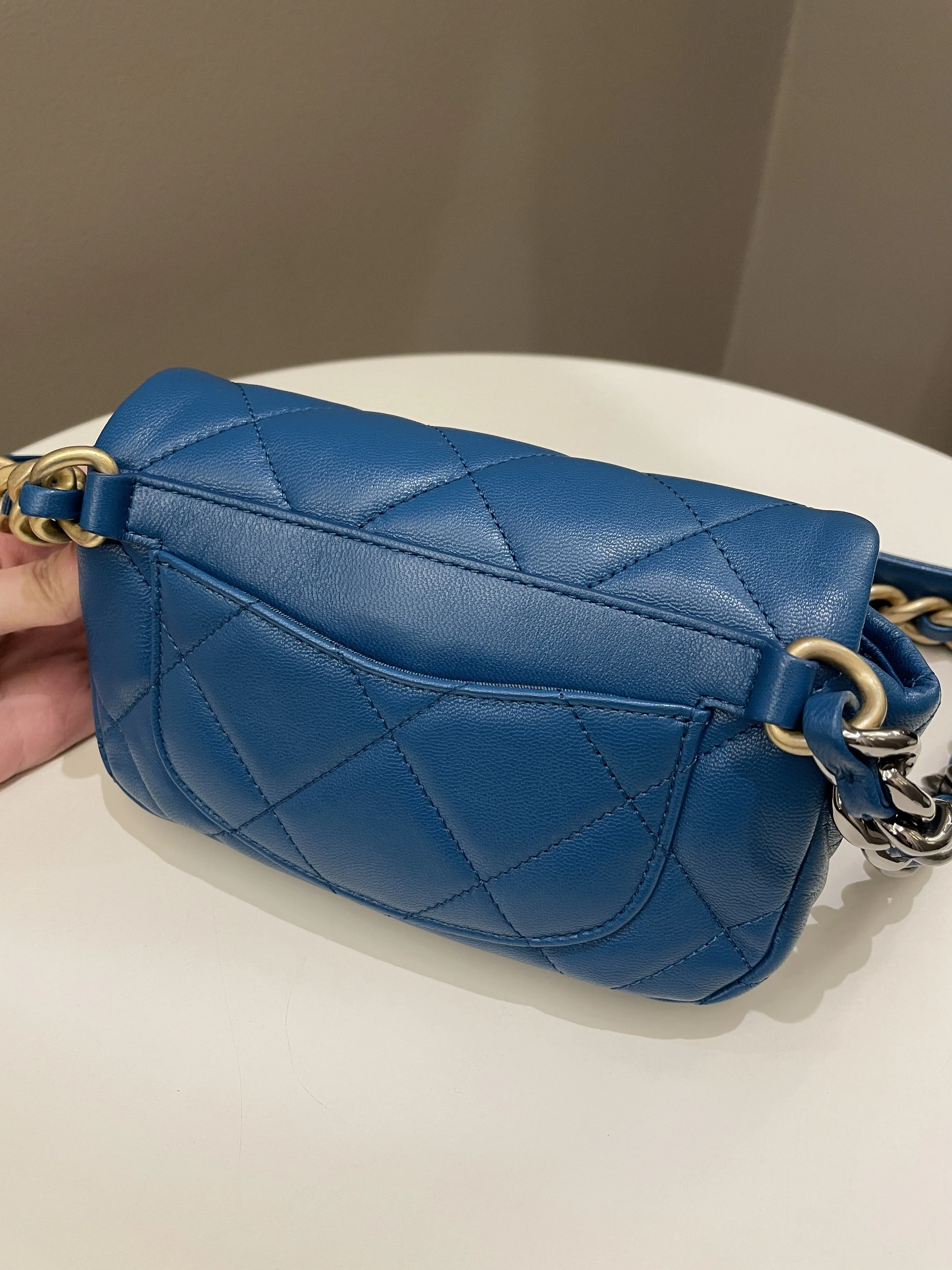 Chanel 19 Waist Belt Flap Bag Turquoise Lambskin