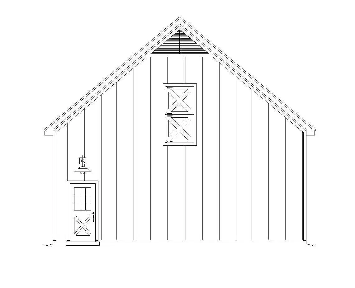 Compact 1-Bedroom Home Plan with Spacious Garage and Efficient Design