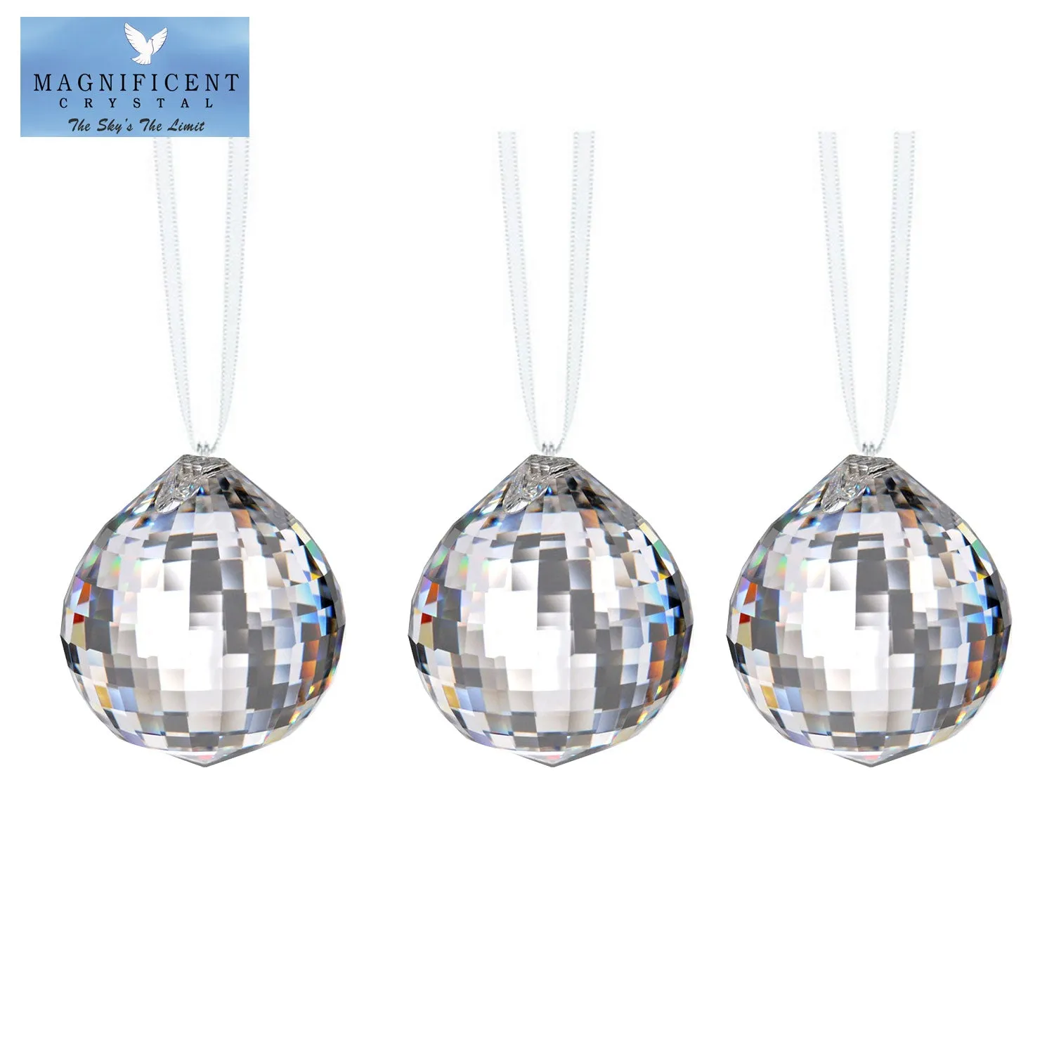 Crystals to Hang in Windows 30mm Crystal Disco Ball Prism Suncatchers for Windows, 3 Pcs