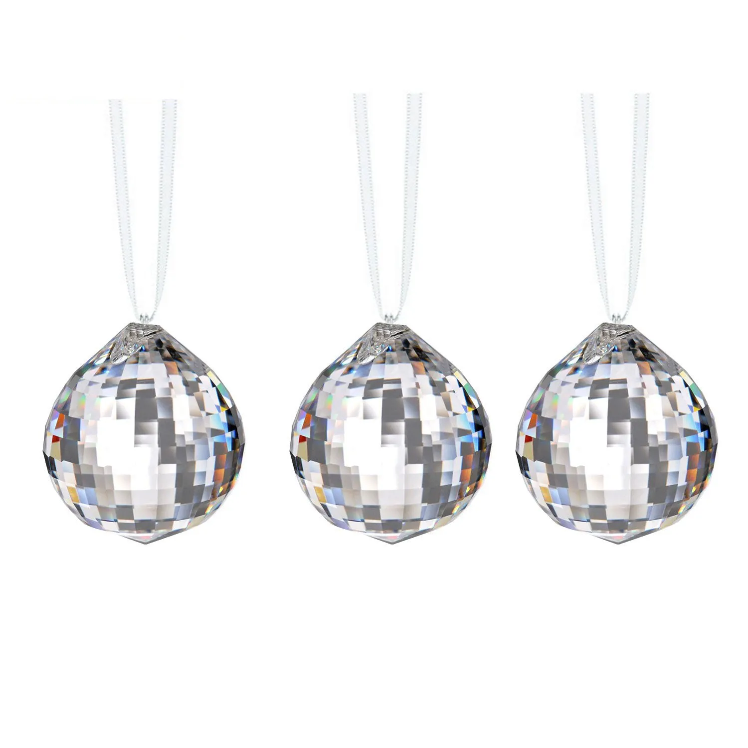 Crystals to Hang in Windows 30mm Crystal Disco Ball Prism Suncatchers for Windows, 3 Pcs