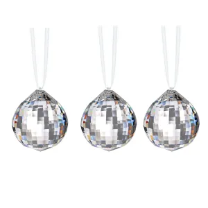 Crystals to Hang in Windows 30mm Crystal Disco Ball Prism Suncatchers for Windows, 3 Pcs