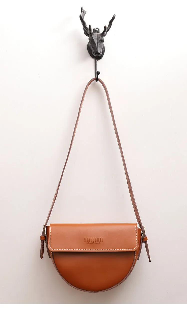 Cute Black LEATHER Saddle Bag WOMEN SHOULDER BAG Small Saddle Crossbody Purse FOR WOMEN