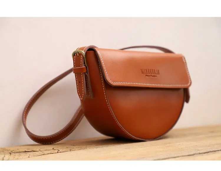 Cute Black LEATHER Saddle Bag WOMEN SHOULDER BAG Small Saddle Crossbody Purse FOR WOMEN