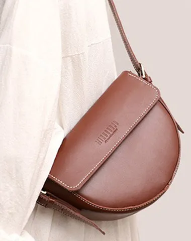 Cute Black LEATHER Saddle Bag WOMEN SHOULDER BAG Small Saddle Crossbody Purse FOR WOMEN
