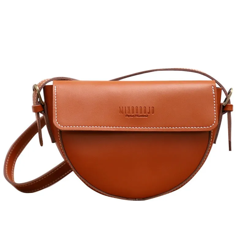 Cute Black LEATHER Saddle Bag WOMEN SHOULDER BAG Small Saddle Crossbody Purse FOR WOMEN