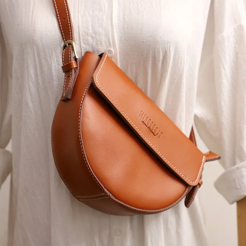 Cute Black LEATHER Saddle Bag WOMEN SHOULDER BAG Small Saddle Crossbody Purse FOR WOMEN