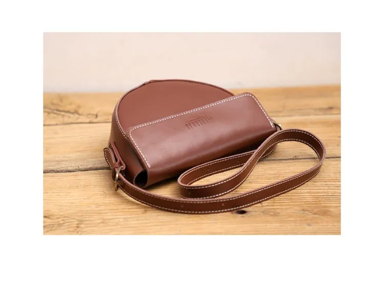 Cute Black LEATHER Saddle Bag WOMEN SHOULDER BAG Small Saddle Crossbody Purse FOR WOMEN