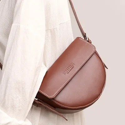 Cute Black LEATHER Saddle Bag WOMEN SHOULDER BAG Small Saddle Crossbody Purse FOR WOMEN