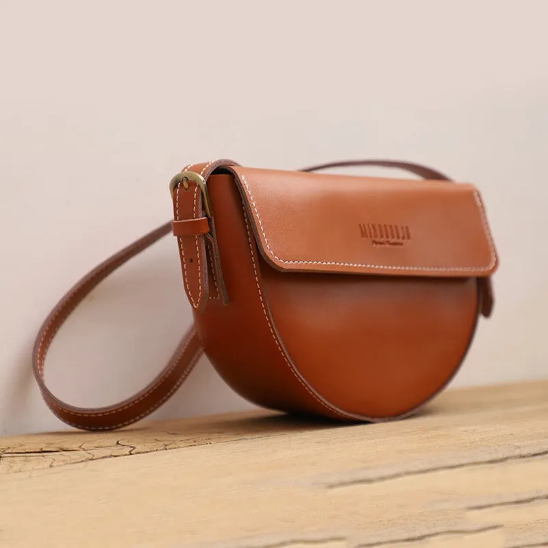 Cute Black LEATHER Saddle Bag WOMEN SHOULDER BAG Small Saddle Crossbody Purse FOR WOMEN