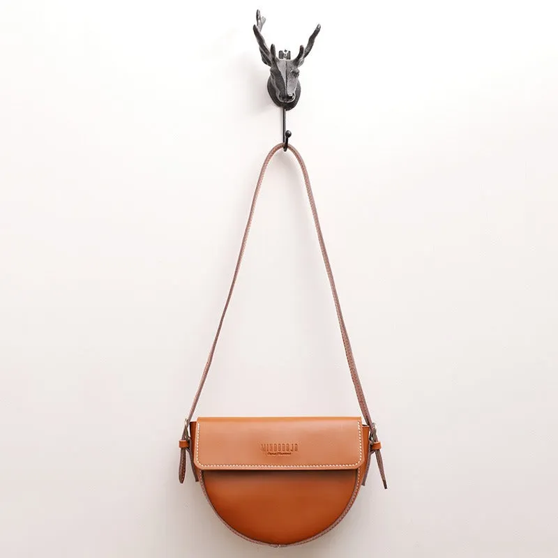 Cute Black LEATHER Saddle Bag WOMEN SHOULDER BAG Small Saddle Crossbody Purse FOR WOMEN