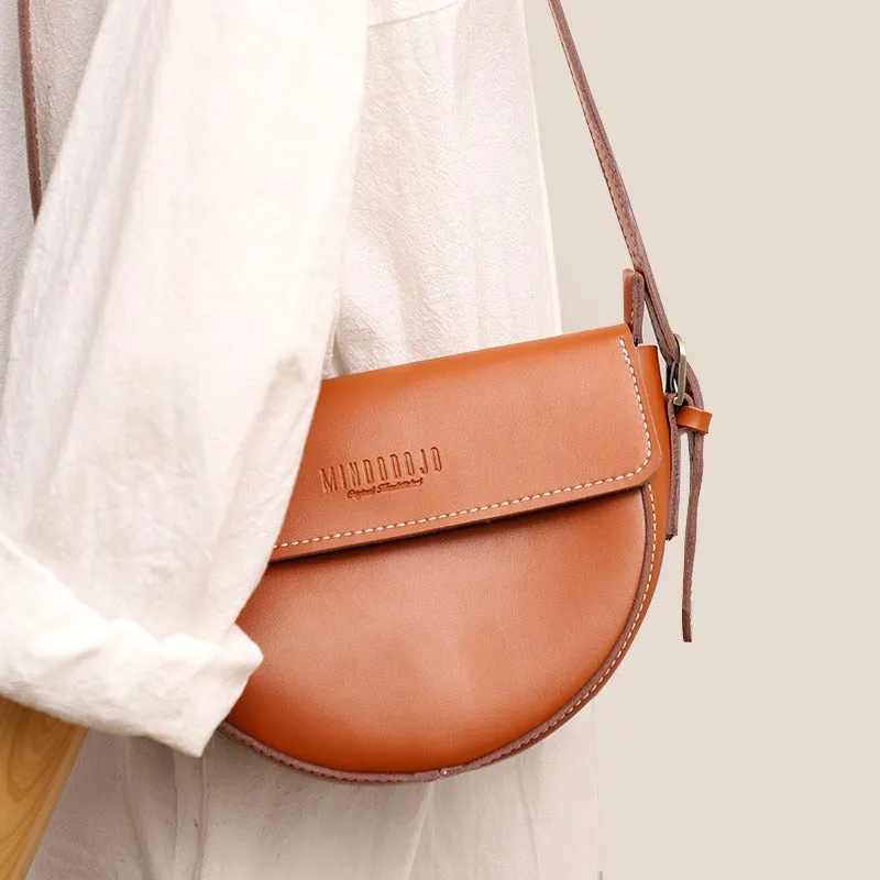 Cute Black LEATHER Saddle Bag WOMEN SHOULDER BAG Small Saddle Crossbody Purse FOR WOMEN