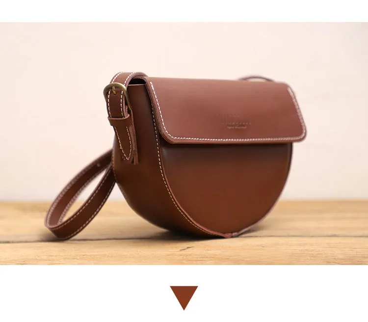 Cute Black LEATHER Saddle Bag WOMEN SHOULDER BAG Small Saddle Crossbody Purse FOR WOMEN
