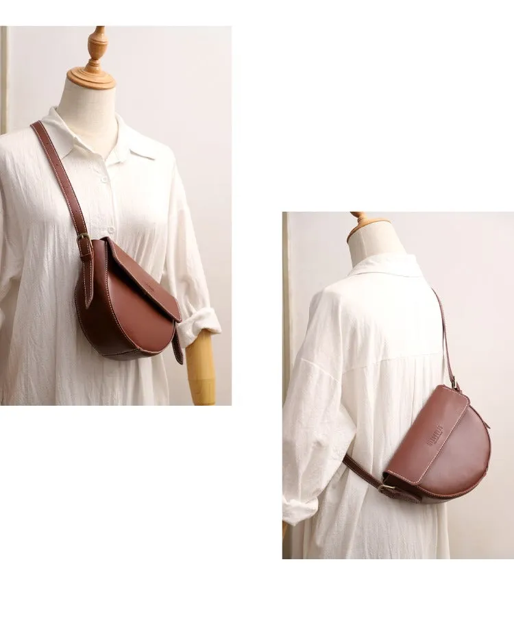 Cute Black LEATHER Saddle Bag WOMEN SHOULDER BAG Small Saddle Crossbody Purse FOR WOMEN