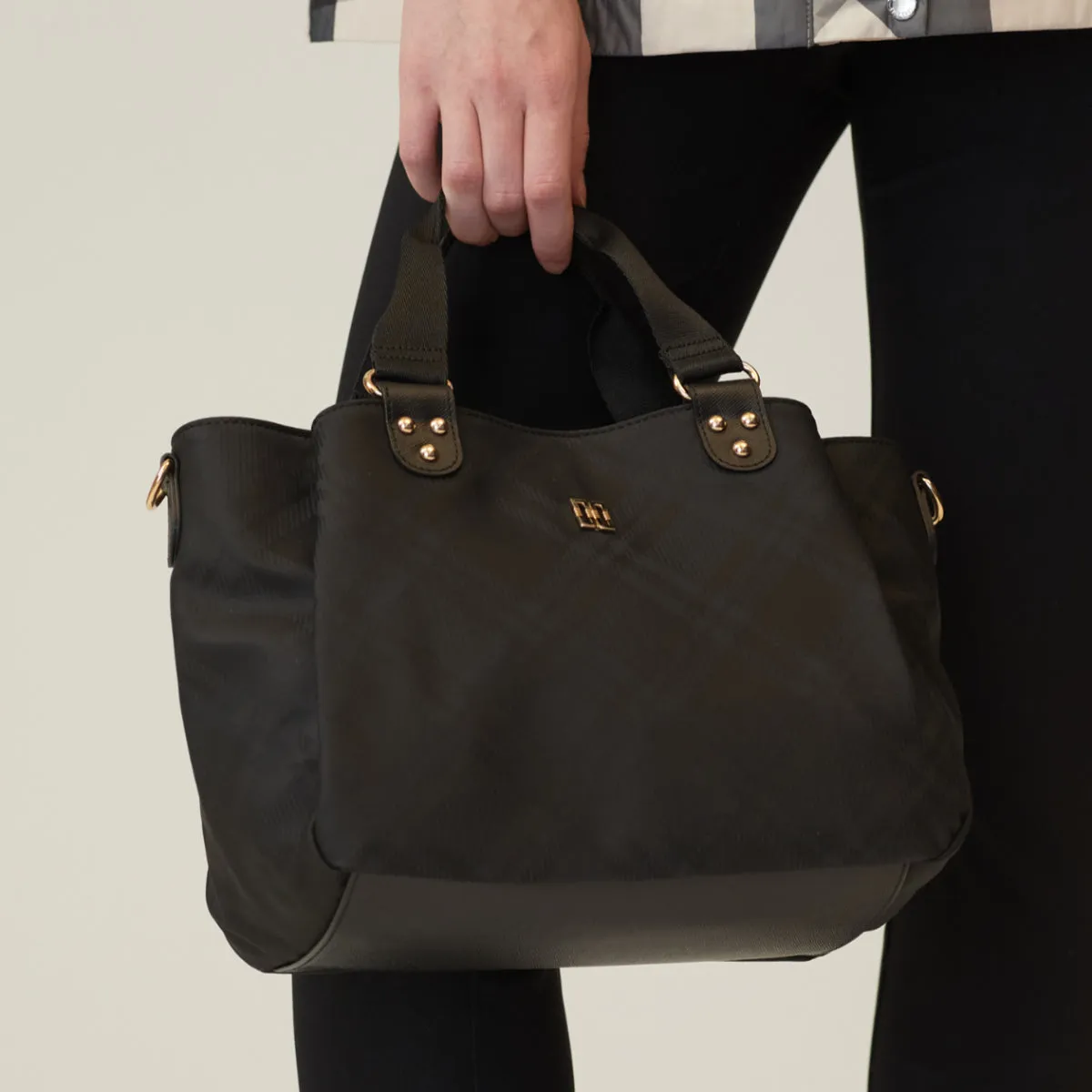 DAKS Black House Check Lightweight Tote Bag with Detachable Shoulder Strap Shoulder Crossbody Bag / from Seoul, Korea