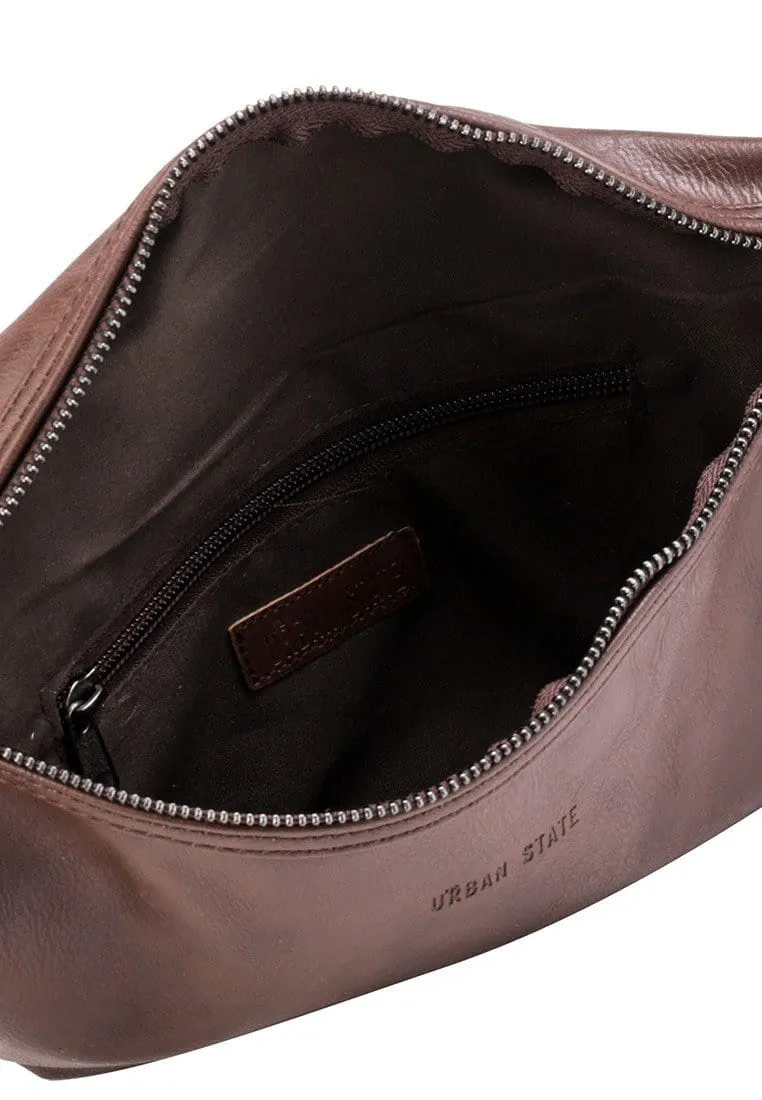 Distressed Leather Small Bumbag - Dark Brown
