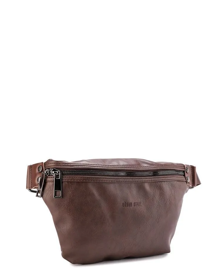 Distressed Leather Small Bumbag - Dark Brown