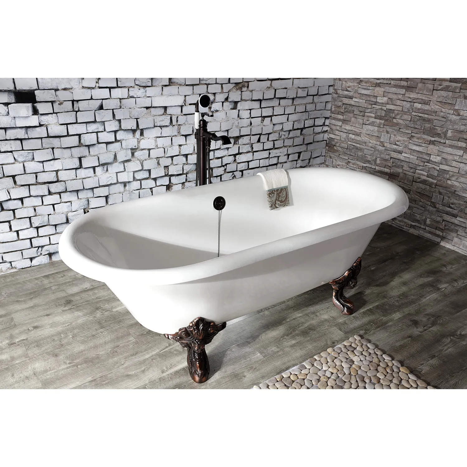 Double Ended Clawfoot Tub with Feet No Faucet Drillings
