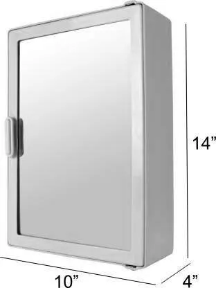 Epraiser ABS Unbreakable Z-H 114 Bathroom Mirror Mini Cabinet Full Mirror Style, Size : Small (14"X4"X10") (White)
