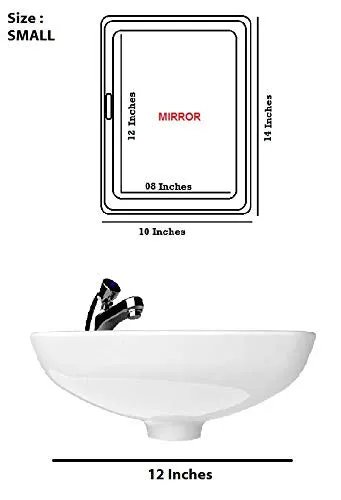 Epraiser ABS Unbreakable Z-H 114 Bathroom Mirror Mini Cabinet Full Mirror Style, Size : Small (14"X4"X10") (White)