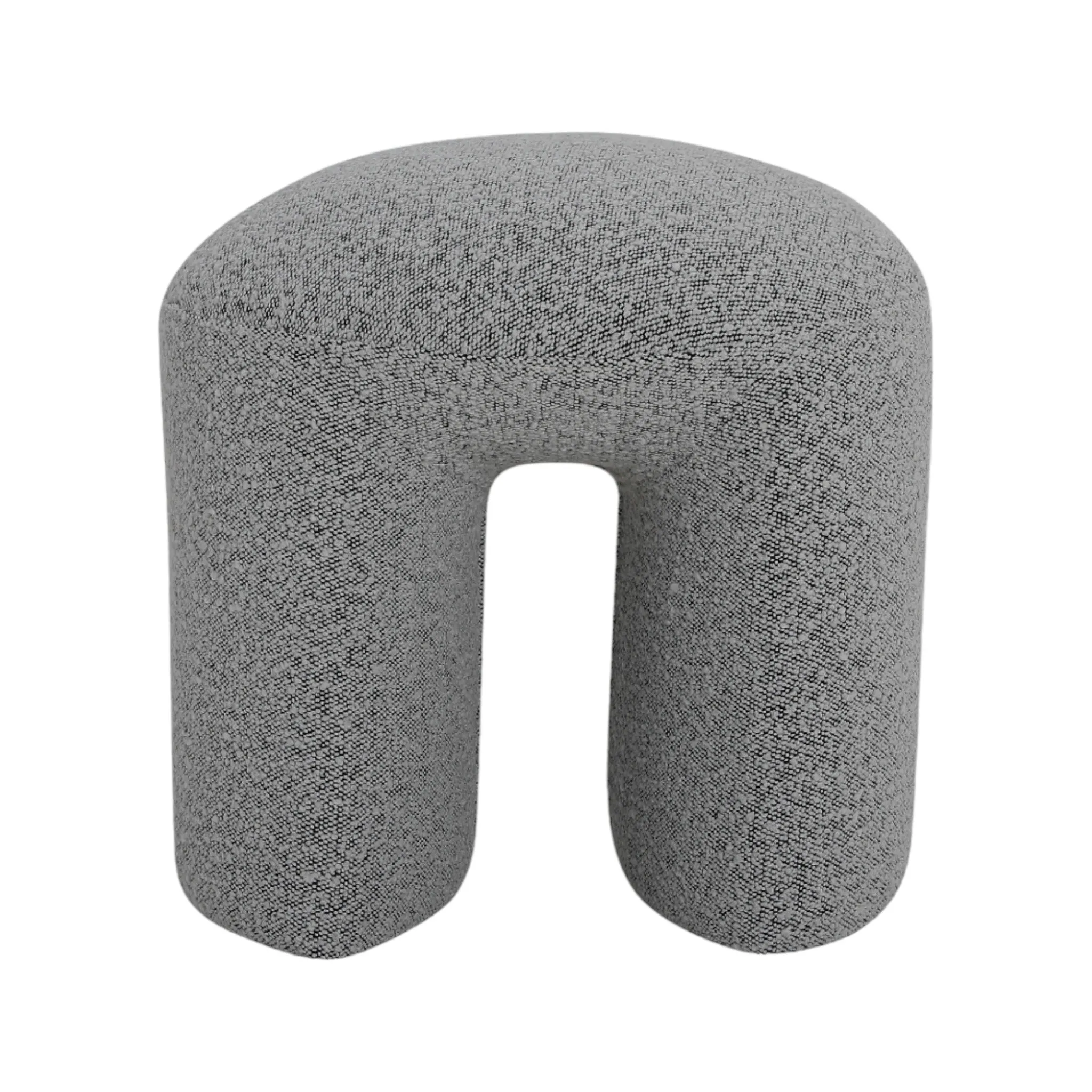 Everet Round Ottoman - Pepper Boucle