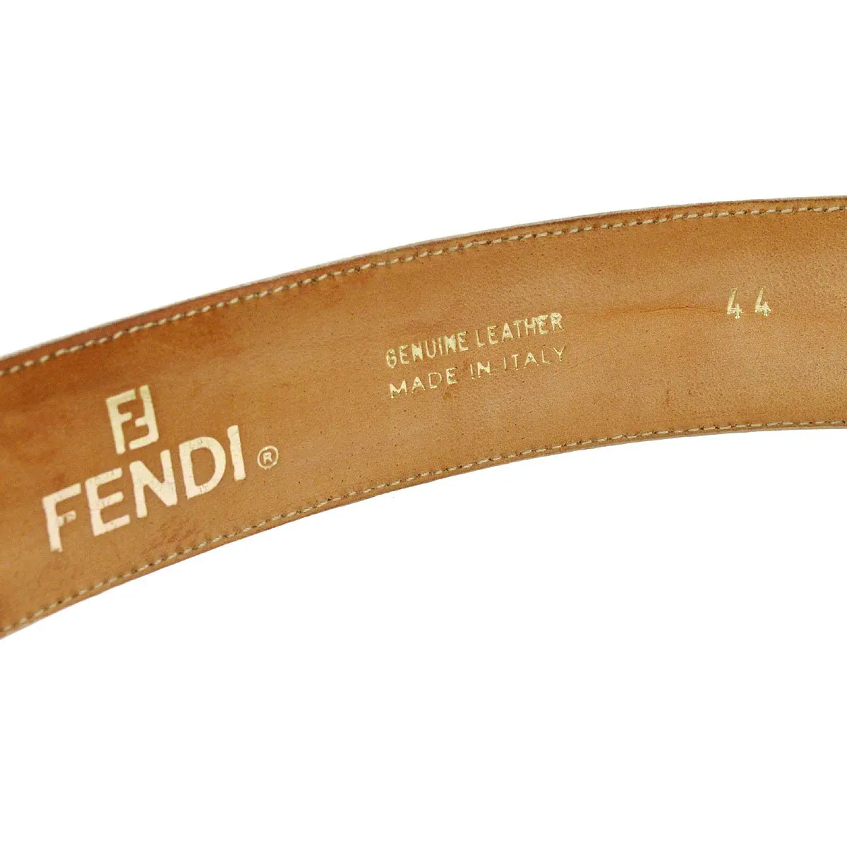 FENDI Belt Ivory Brown Gold Lizard #44 ao30064