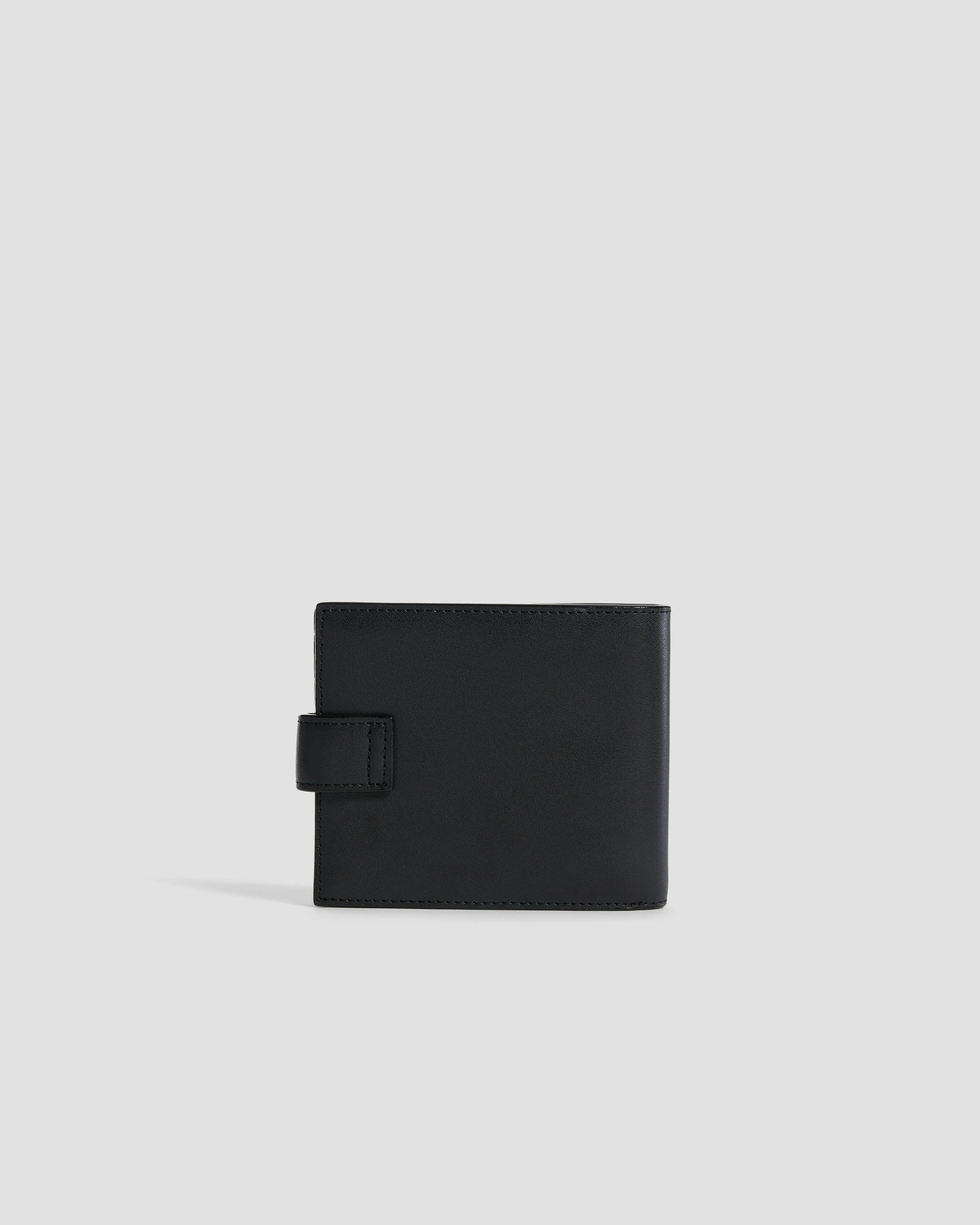 Flapped Brand Embellished Bifold Wallet - Six Slots