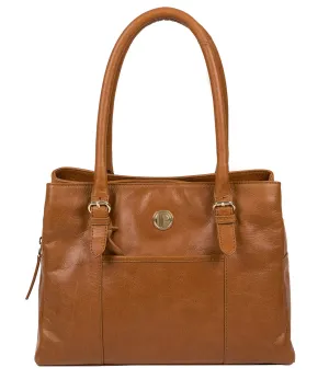 'Fleur' Saddle Tan Leather Handbag