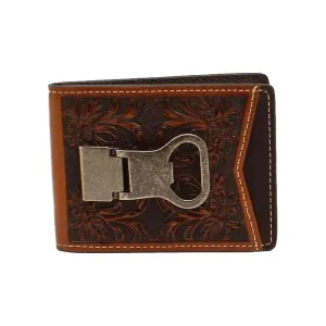 Floral Tooled  Wallet ~ Money Clip