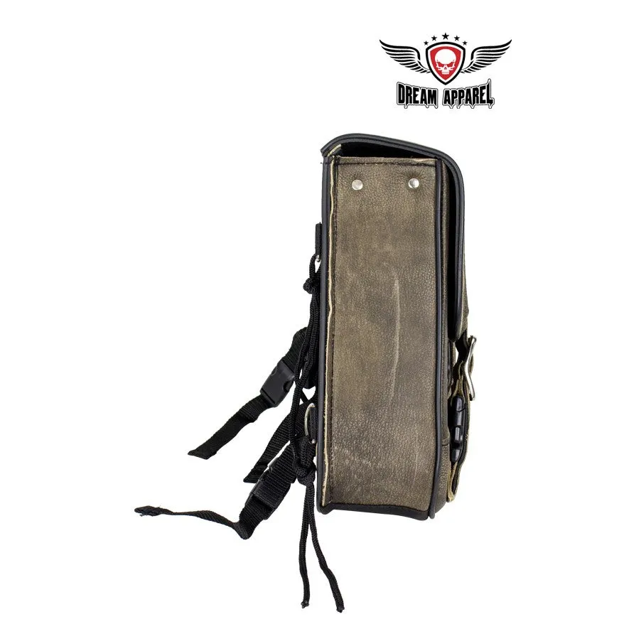 Genuine Distressed Brown Leather Left Side Swing Arm Bag