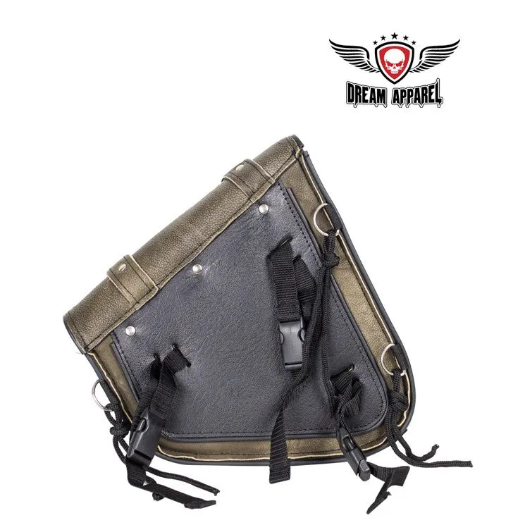 Genuine Distressed Brown Leather Left Side Swing Arm Bag