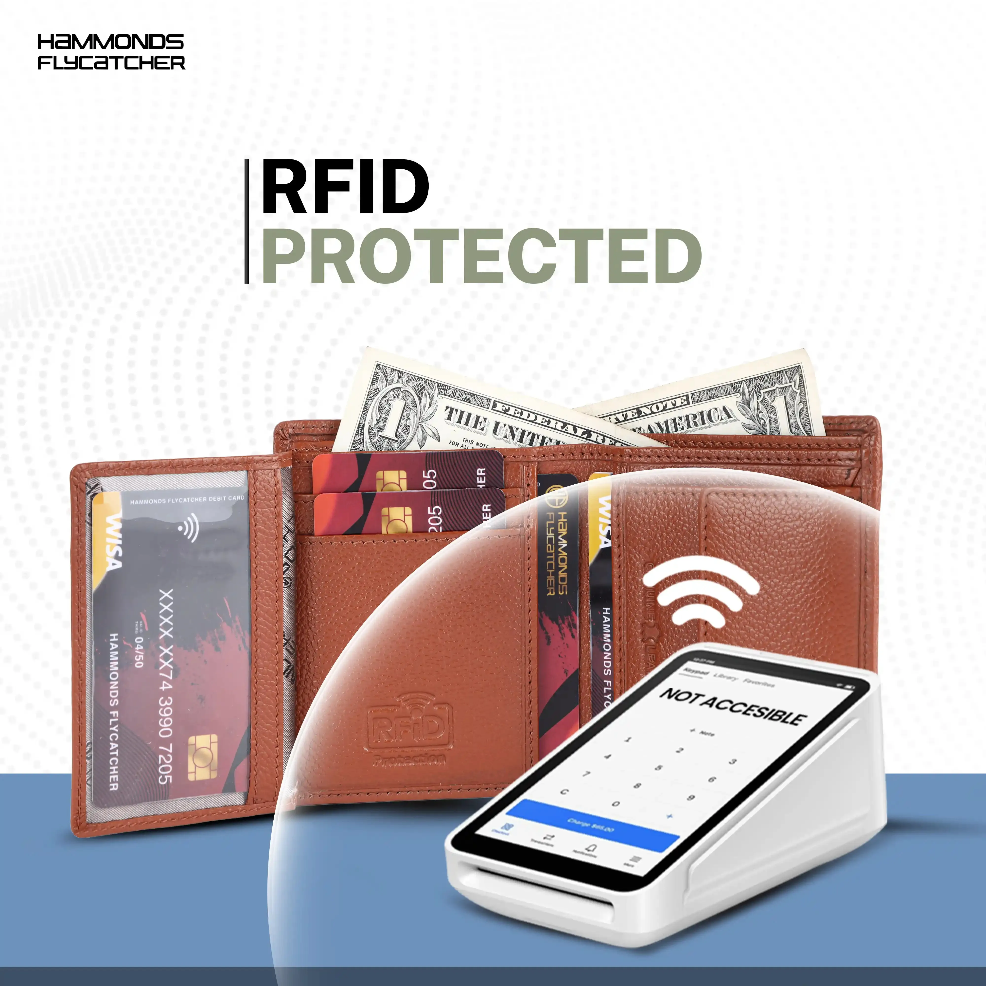Genuine Leather Money Wallet for Men, RFID Protected - Bi-Fold