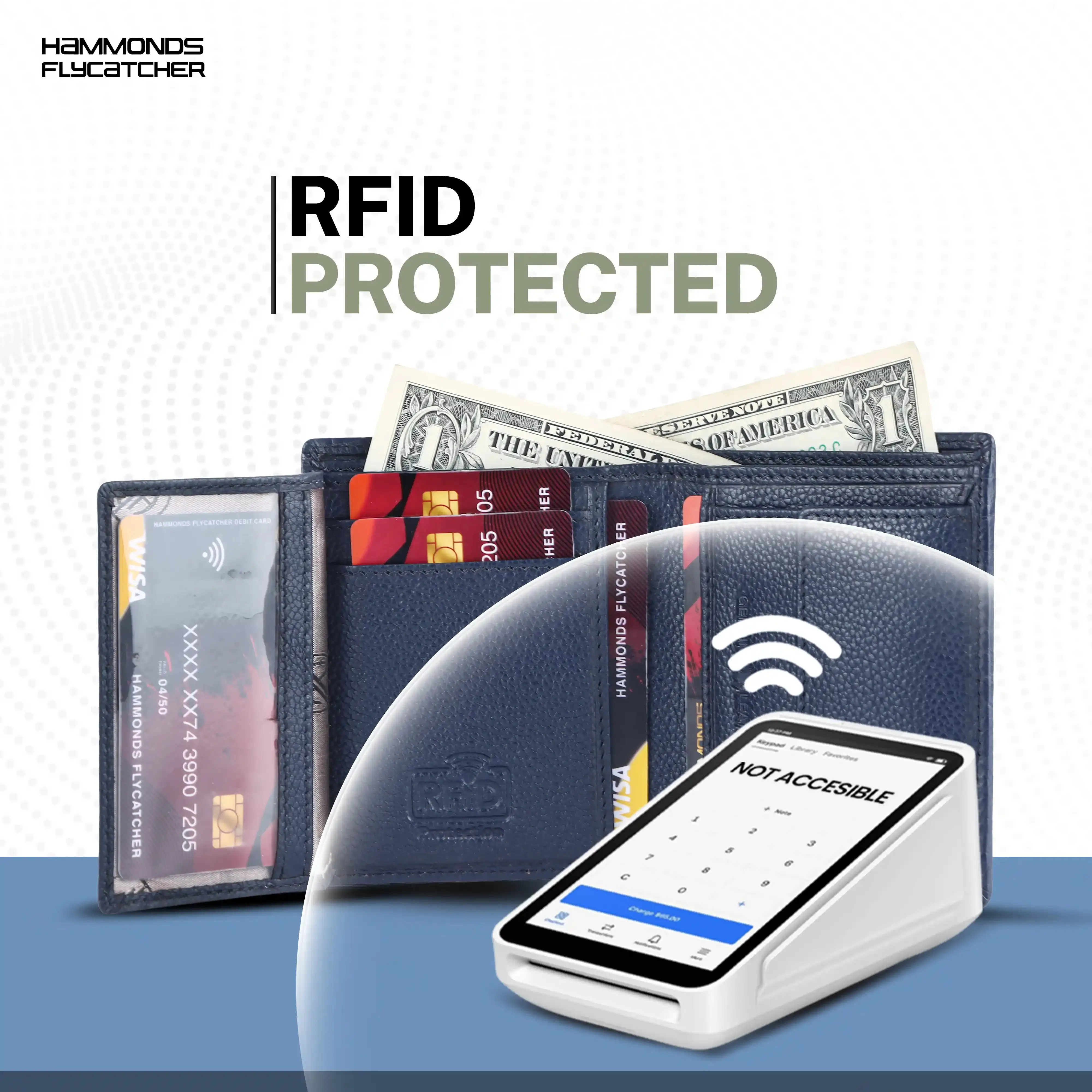 Genuine Leather Money Wallet for Men, RFID Protected - Bi-Fold