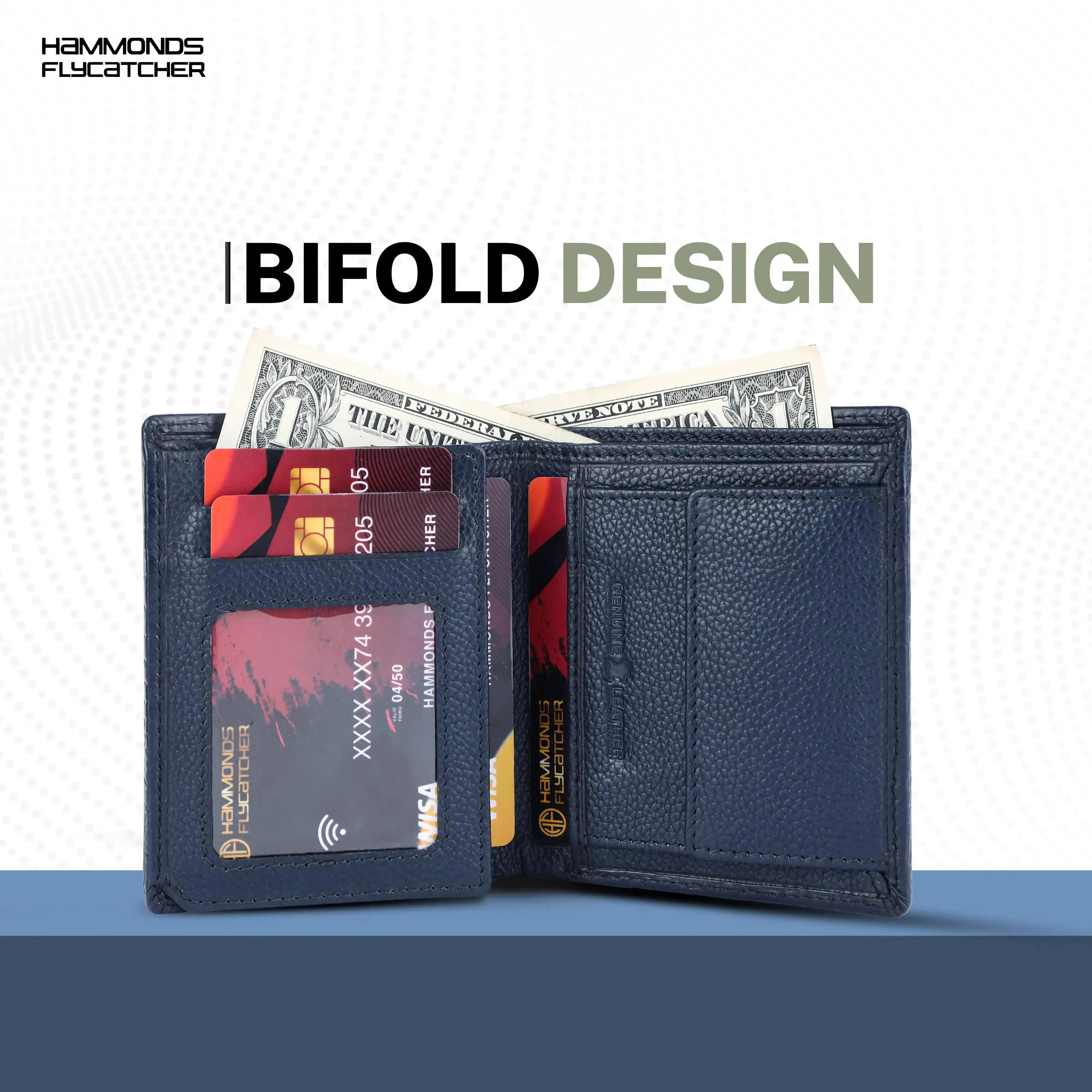 Genuine Leather Money Wallet for Men, RFID Protected - Bi-Fold